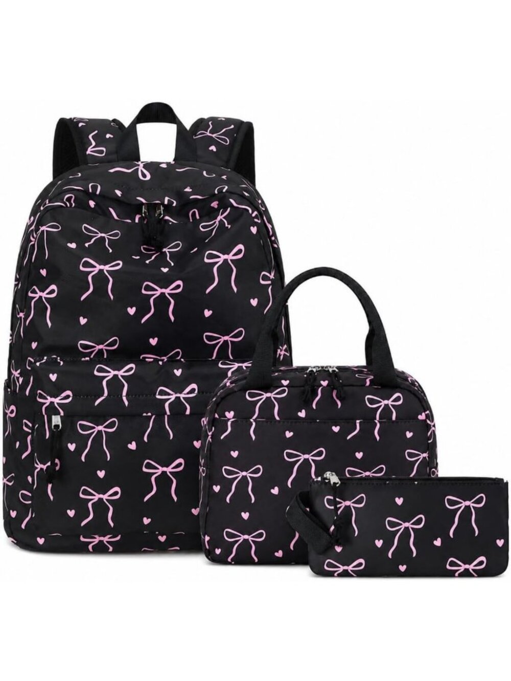 Stylish Teen Girls Backpack Set with Lunch Box & Pencil Case - 3 in 1 School Bag